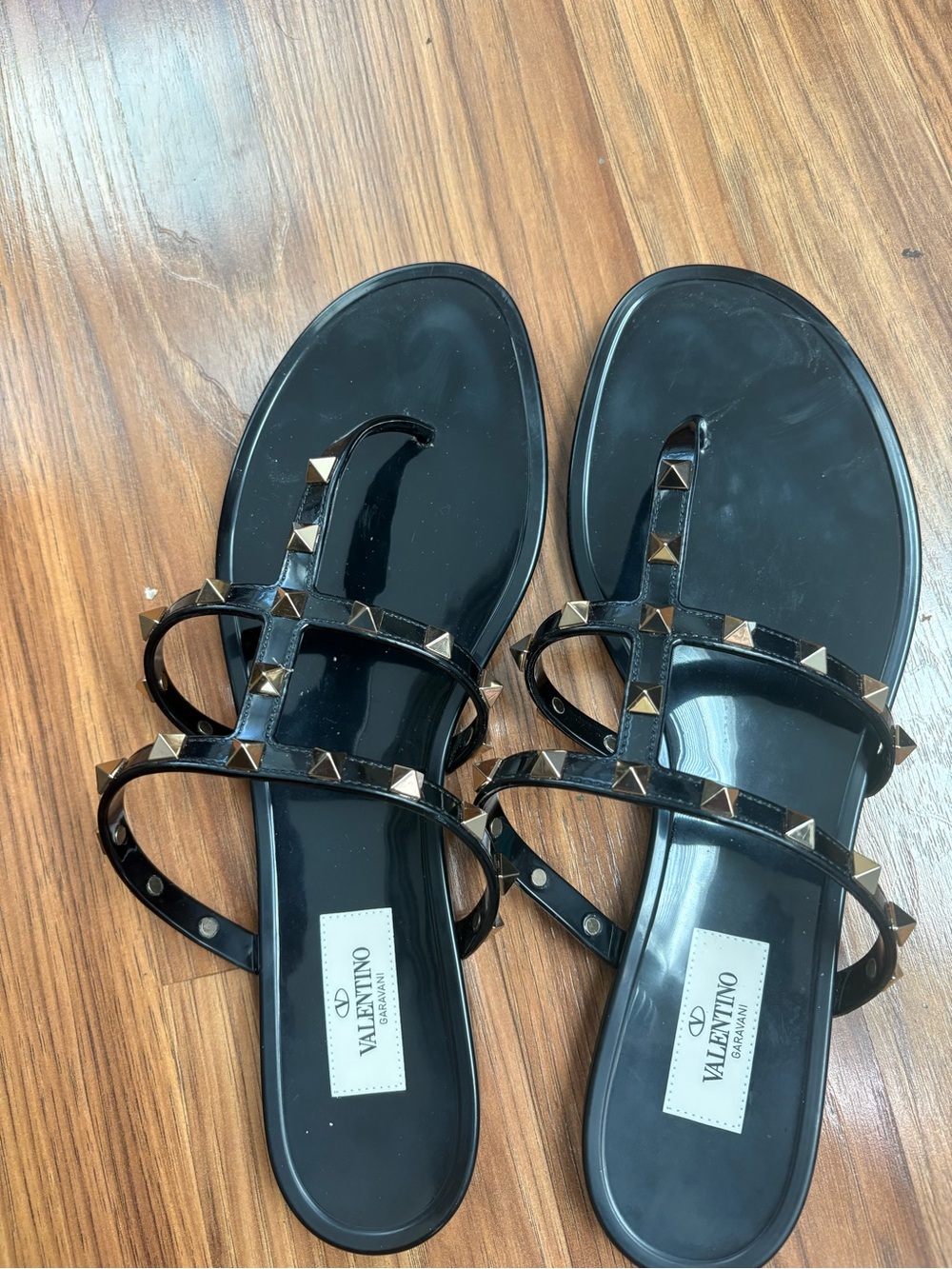 Valentino Garavani Black Studded Slide Sandals